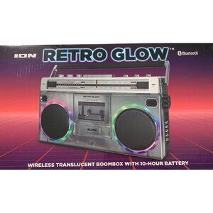 ION RETRO GLOW BLUETOOTH SPEAKER W/ CASSETTE/USB/SD RECORDER & AM/FM RADIO NEW